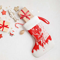 Switzerland Christmas Stocking with Red Reindeer Snow Forest and Holiday Icon - Wonder Print Shop