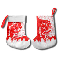 Switzerland Christmas Stocking with Red Reindeer Snow Forest and Holiday Icon - Wonder Print Shop