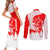 Switzerland Christmas Couples Matching Short Sleeve Bodycon Dress and Long Sleeve Button Shirt with Red Reindeer Snow Forest and Holiday Icon - Wonder Print Shop