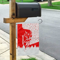 Switzerland Christmas Garden Flag with Red Reindeer Snow Forest and Holiday Icon - Wonder Print Shop