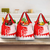 Switzerland Christmas Grocery Bag with Red Reindeer Snow Forest and Holiday Icon - Wonder Print Shop