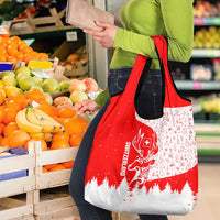 Switzerland Christmas Grocery Bag with Red Reindeer Snow Forest and Holiday Icon - Wonder Print Shop