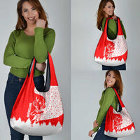 Switzerland Christmas Grocery Bag with Red Reindeer Snow Forest and Holiday Icon - Wonder Print Shop