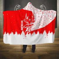 Switzerland Christmas Hooded Blanket with Red Reindeer Snow Forest and Holiday Icon - Wonder Print Shop