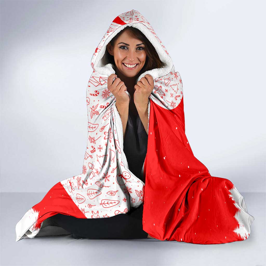 Switzerland Christmas Hooded Blanket with Red Reindeer Snow Forest and Holiday Icon - Wonder Print Shop