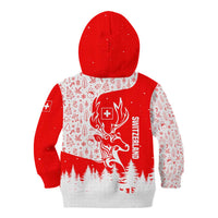 Switzerland Christmas Kid Hoodie with Red Reindeer Snow Forest and Holiday Icon - Wonder Print Shop