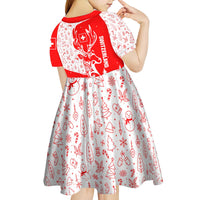 Switzerland Christmas Kid Short Sleeve Dress with Red Reindeer Snow Forest and Holiday Icon - Wonder Print Shop
