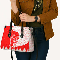 Switzerland Christmas Leather Bag with Red Reindeer Snow Forest and Holiday Icon - Wonder Print Shop