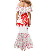 Switzerland Christmas Mermaid Dress with Red Reindeer Snow Forest and Holiday Icon - Wonder Print Shop