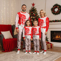 Switzerland Christmas Pajama Set with Red Reindeer Snow Forest and Holiday Icon - Wonder Print Shop