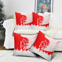 Switzerland Christmas Pillow Cover with Red Reindeer Snow Forest and Holiday Icon - Wonder Print Shop