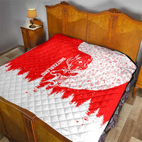 Switzerland Christmas Quilt with Red Reindeer Snow Forest and Holiday Icon - Wonder Print Shop