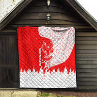 Switzerland Christmas Quilt with Red Reindeer Snow Forest and Holiday Icon - Wonder Print Shop