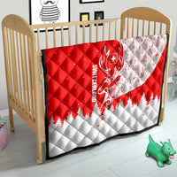 Switzerland Christmas Quilt with Red Reindeer Snow Forest and Holiday Icon - Wonder Print Shop