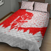 Switzerland Christmas Quilt Bed Set with Red Reindeer Snow Forest and Holiday Icon - Wonder Print Shop