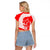 Switzerland Christmas Raglan Cropped T Shirt with Red Reindeer Snow Forest and Holiday Icon - Wonder Print Shop
