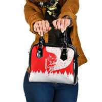 Switzerland Christmas Shoulder Handbag with Red Reindeer Snow Forest and Holiday Icon - Wonder Print Shop
