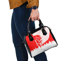 Switzerland Christmas Shoulder Handbag with Red Reindeer Snow Forest and Holiday Icon - Wonder Print Shop