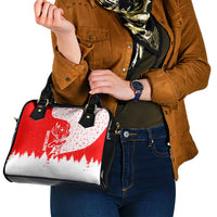 Switzerland Christmas Shoulder Handbag with Red Reindeer Snow Forest and Holiday Icon - Wonder Print Shop