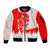 Switzerland Christmas Sleeve Zip Bomber Jacket with Red Reindeer Snow Forest and Holiday Icon - Wonder Print Shop