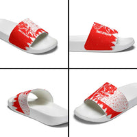 Switzerland Christmas Slide Sandals with Red Reindeer Snow Forest and Holiday Icon - Wonder Print Shop