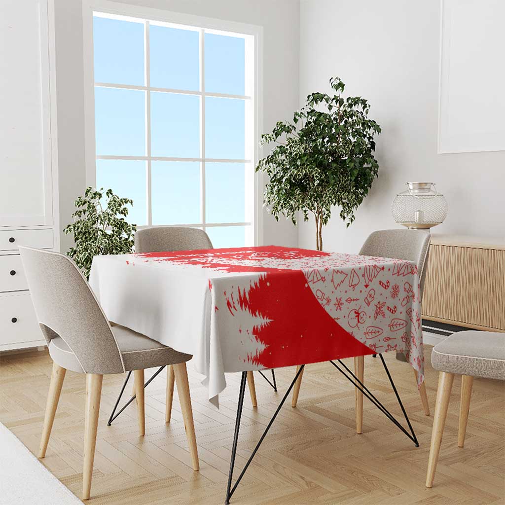 Switzerland Christmas Tablecloth with Red Reindeer Snow Forest and Holiday Icon - Wonder Print Shop