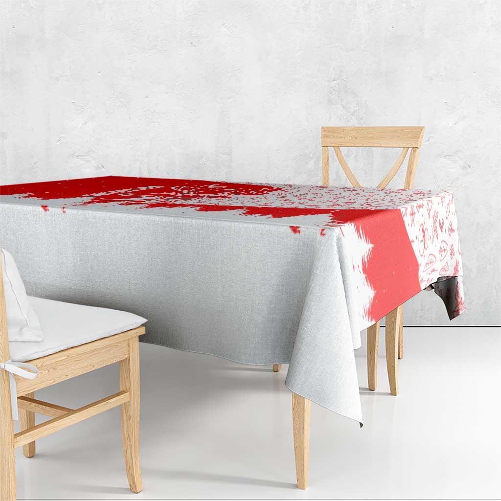 Switzerland Christmas Tablecloth with Red Reindeer Snow Forest and Holiday Icon - Wonder Print Shop