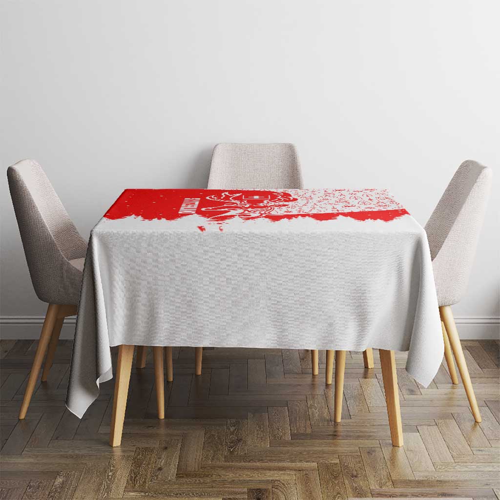 Switzerland Christmas Tablecloth with Red Reindeer Snow Forest and Holiday Icon - Wonder Print Shop