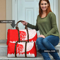 Switzerland Christmas Travel Bag with Red Reindeer Snow Forest and Holiday Icon - Wonder Print Shop