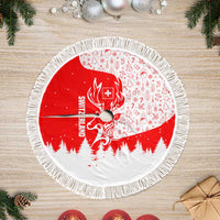 Switzerland Christmas Tree Skirt with Red Reindeer Snow Forest and Holiday Icon - Wonder Print Shop