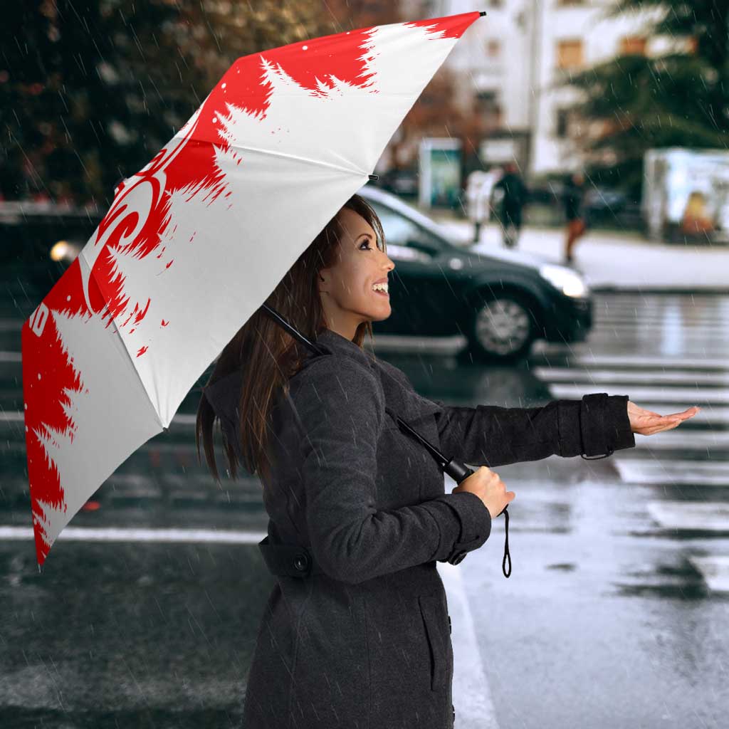 Switzerland Christmas Umbrella with Red Reindeer Snow Forest and Holiday Icon - Wonder Print Shop