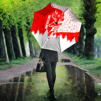 Switzerland Christmas Umbrella with Red Reindeer Snow Forest and Holiday Icon - Wonder Print Shop