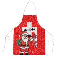 Switzerland Christmas Apron with Santa Sleigh Silhouette and Red Holiday Icon - Wonder Print Shop