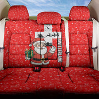 Switzerland Christmas Back Car Seat Cover with Santa Sleigh Silhouette and Red Holiday Icon - Wonder Print Shop