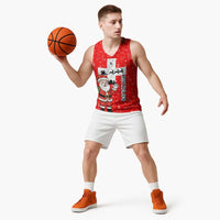 Switzerland Christmas Basketball Jersey with Santa Sleigh Silhouette and Red Holiday Icon - Wonder Print Shop