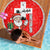 Switzerland Christmas Beach Blanket with Santa Sleigh Silhouette and Red Holiday Icon - Wonder Print Shop