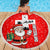 Switzerland Christmas Beach Blanket with Santa Sleigh Silhouette and Red Holiday Icon - Wonder Print Shop