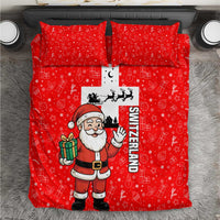 Switzerland Christmas Bedding Set with Santa Sleigh Silhouette and Red Holiday Icon - Wonder Print Shop