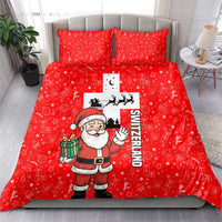 Switzerland Christmas Bedding Set with Santa Sleigh Silhouette and Red Holiday Icon - Wonder Print Shop