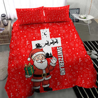 Switzerland Christmas Bedding Set with Santa Sleigh Silhouette and Red Holiday Icon - Wonder Print Shop