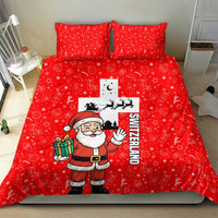 Switzerland Christmas Bedding Set with Santa Sleigh Silhouette and Red Holiday Icon - Wonder Print Shop