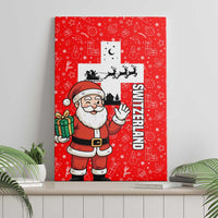 Switzerland Christmas Canvas Wall Art with Santa Sleigh Silhouette and Red Holiday Icon - Wonder Print Shop