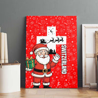 Switzerland Christmas Canvas Wall Art with Santa Sleigh Silhouette and Red Holiday Icon - Wonder Print Shop