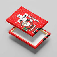 Switzerland Christmas Canvas Wall Art with Santa Sleigh Silhouette and Red Holiday Icon - Wonder Print Shop