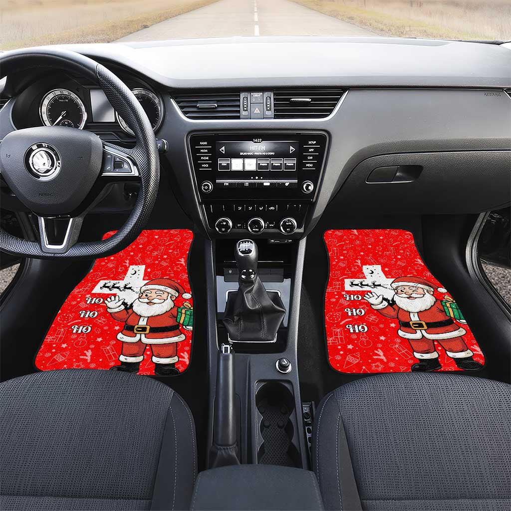 Switzerland Christmas Car Mats with Santa Sleigh Silhouette and Red Holiday Icon - Wonder Print Shop