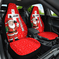 Switzerland Christmas Car Seat Cover with Santa Sleigh Silhouette and Red Holiday Icon - Wonder Print Shop