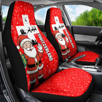 Switzerland Christmas Car Seat Cover with Santa Sleigh Silhouette and Red Holiday Icon - Wonder Print Shop