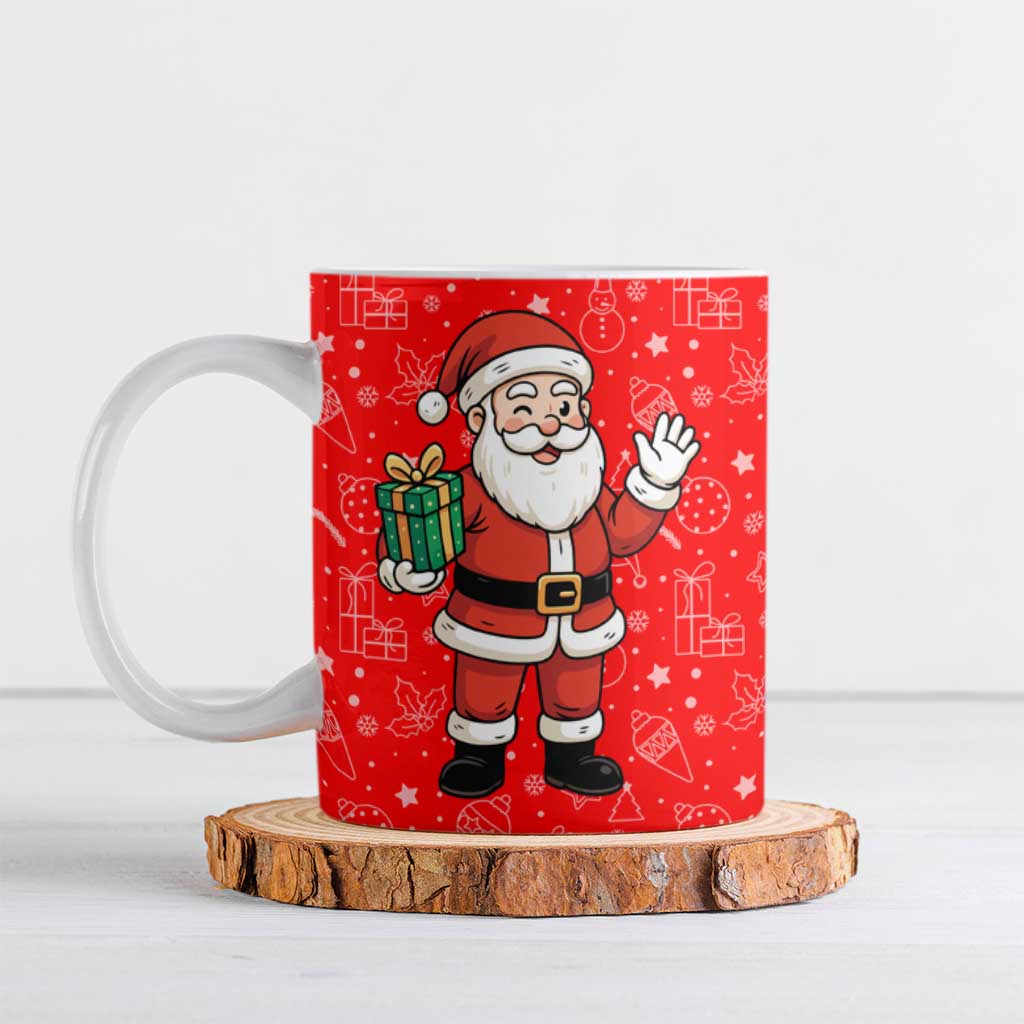 Switzerland Christmas Ceramic Mug with Santa Sleigh Silhouette and Red Holiday Icon - Wonder Print Shop