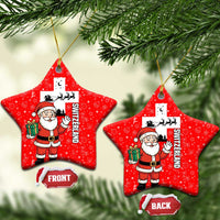 Switzerland Christmas Ceramic Ornament with Santa Sleigh Silhouette and Red Holiday Icon - Wonder Print Shop