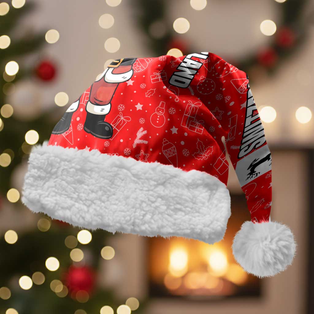 Switzerland Christmas Santa Hat with Santa Sleigh Silhouette and Red Holiday Icon - Wonder Print Shop